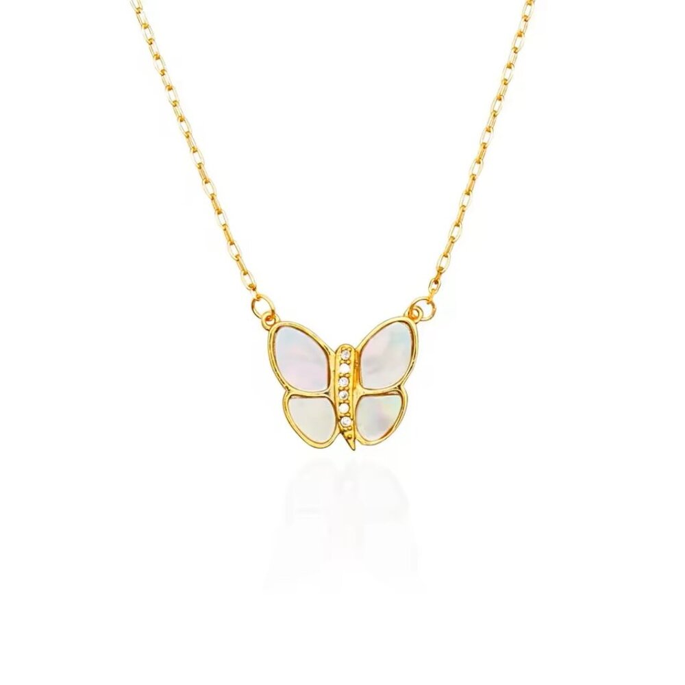 Dainty Butterfly Necklace 18K Gold Plated 925 Sterling Silver